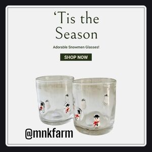 Crate&Barrel Adorable Snowmen Glasses Set of 2